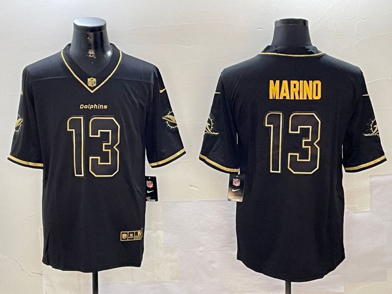 Men Miami Dolphins #13 Marino Black Gold Throwback 2024 Nike Limited NFL Jersey style 1->miami dolphins->NFL Jersey